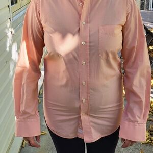 Casual Men's Light Orange Button-Down Shirt